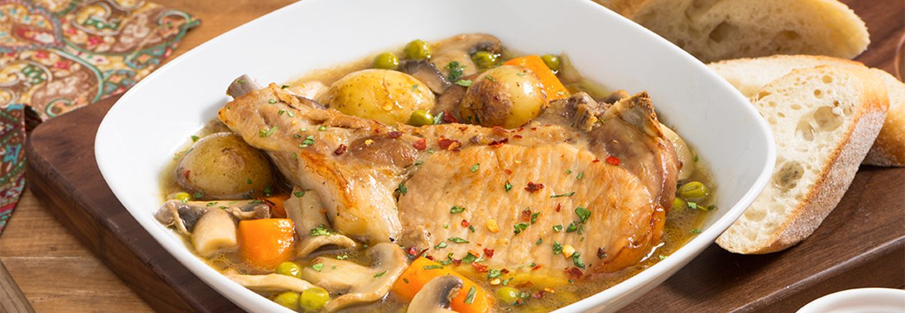 Estofado de Chuletas de Cerdo con Champiñones