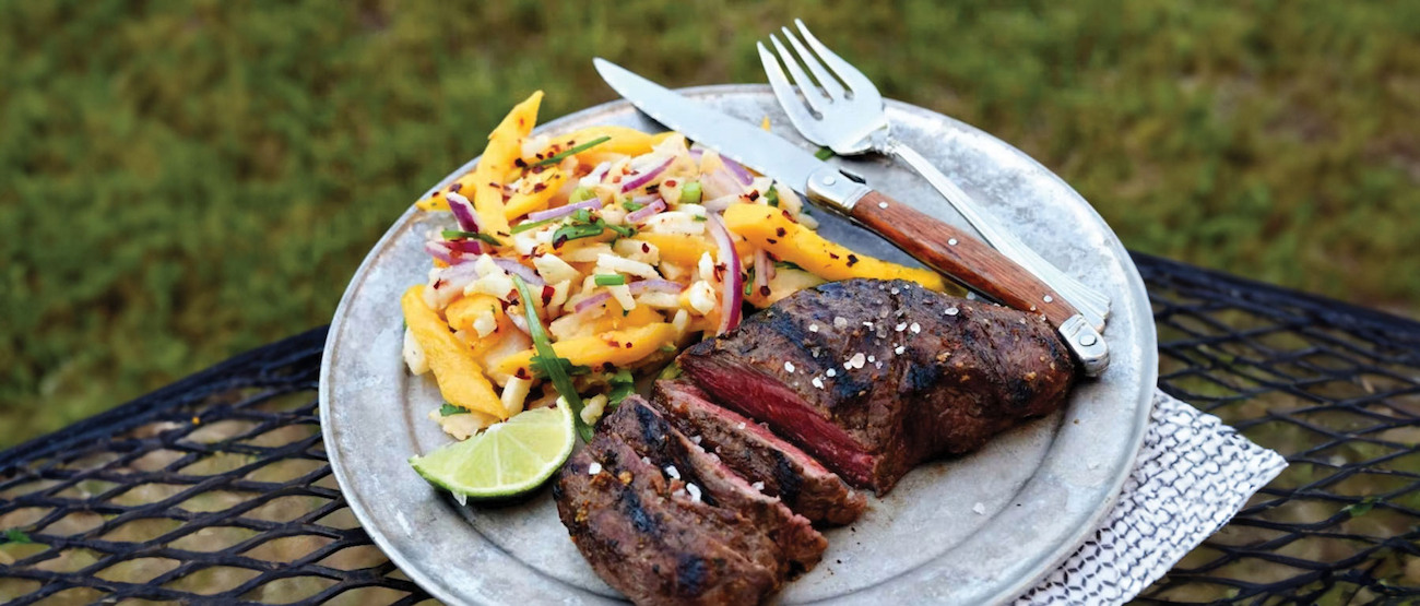 Imprimir Tacos de bistec de falda a la parrilla y ensalada de jícama