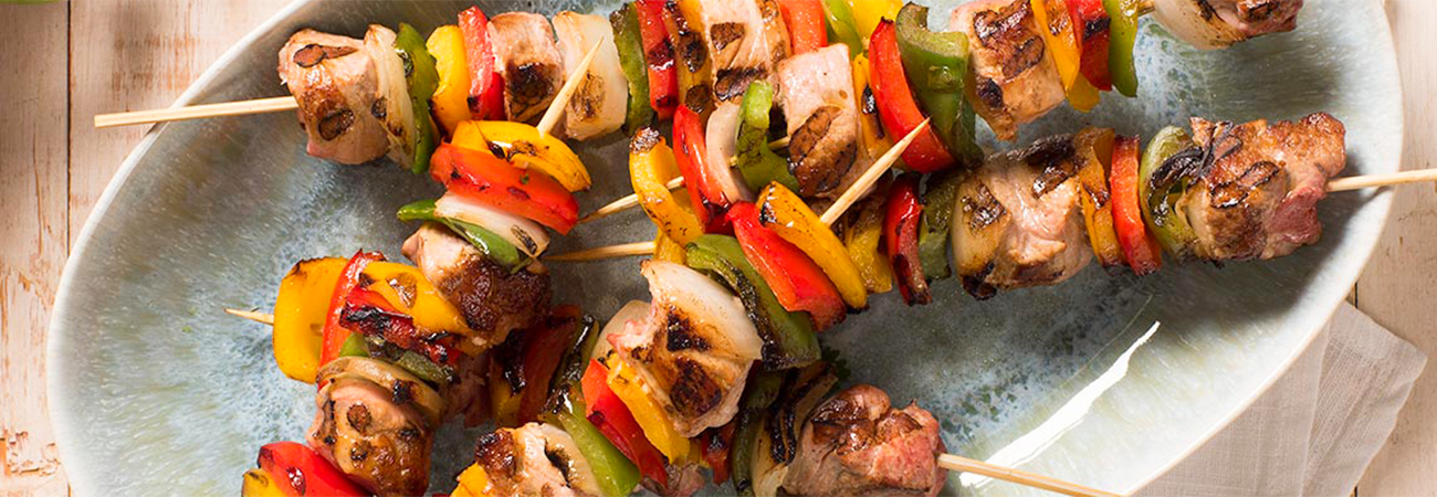 Pinchos de Cerdo y Pimientos a la Naranja