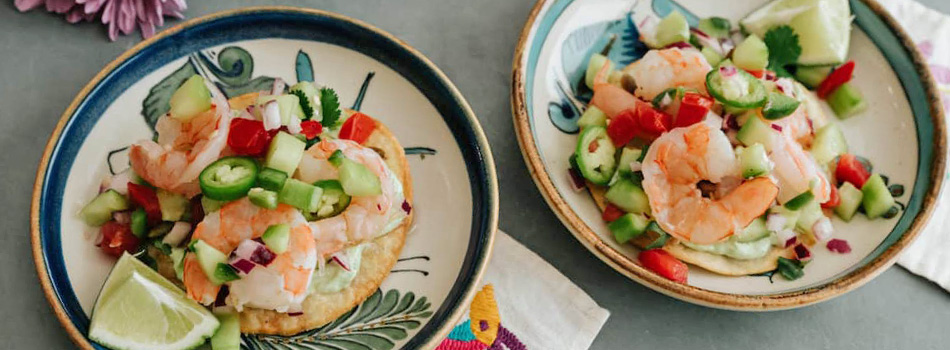 Shrimp Ceviche Tostadas with Avocado Crema - El Rey Foods
