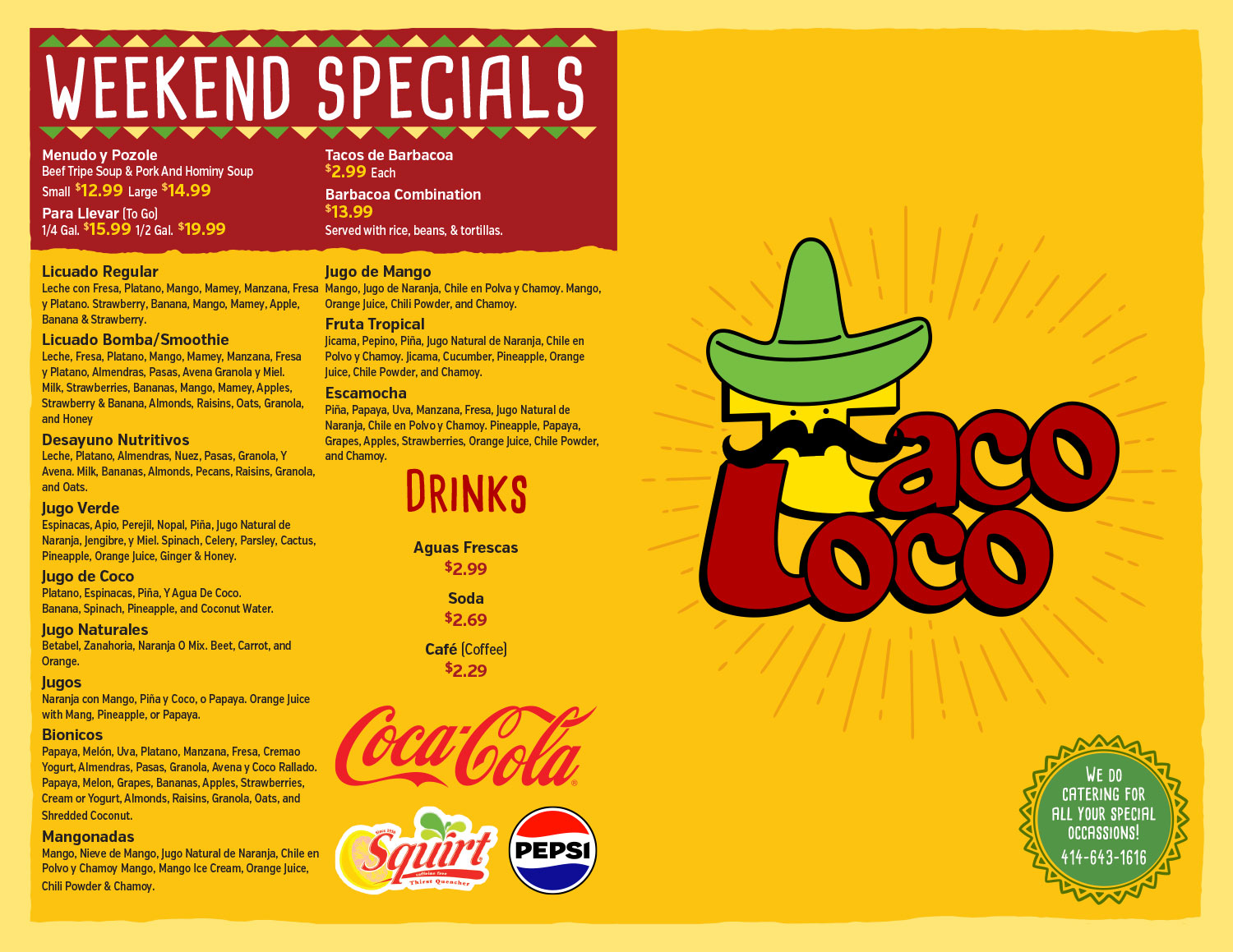 Taco Loco Menu